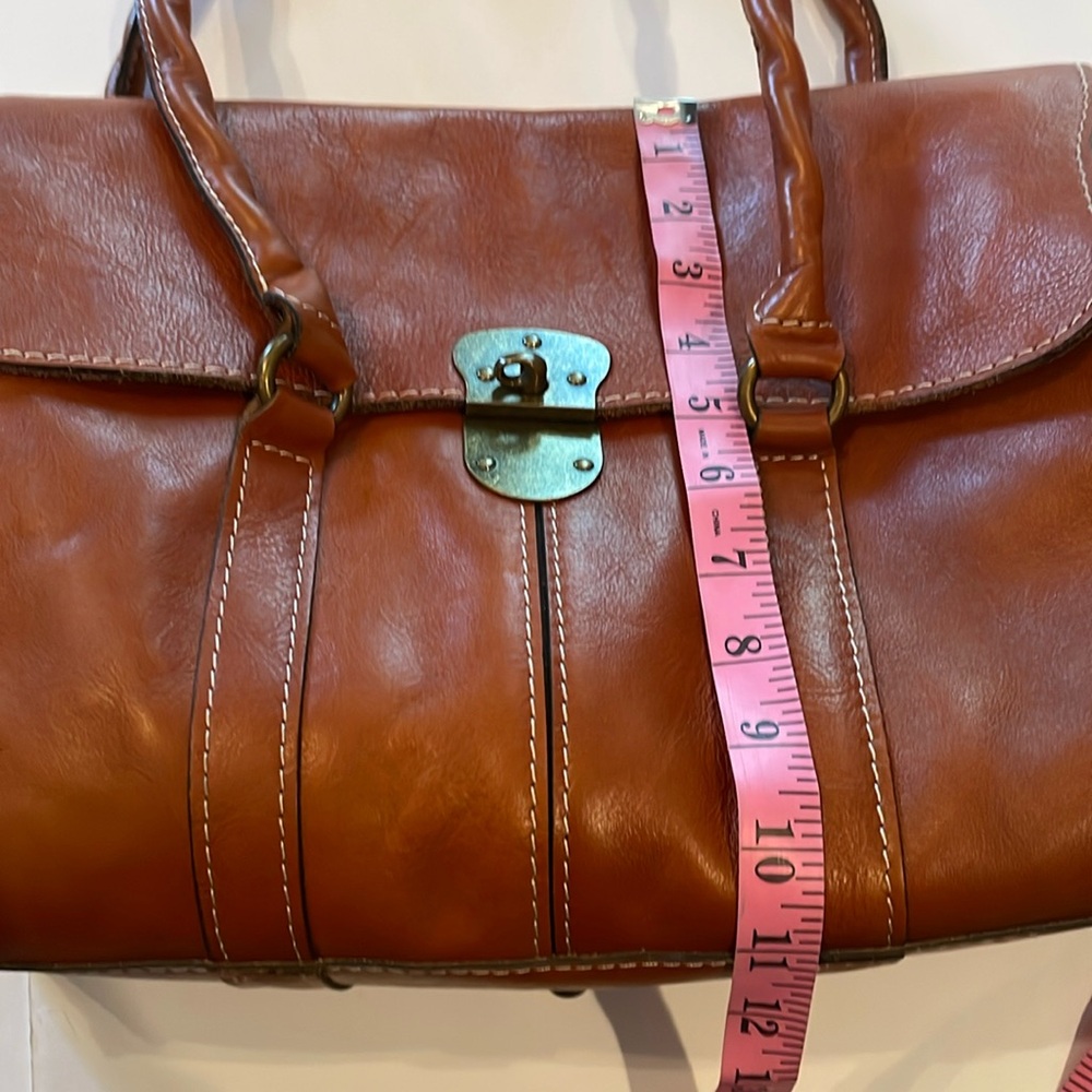 Patricia Nash Chic Brown Leather shoulder Satchel - Picture 8 of 16